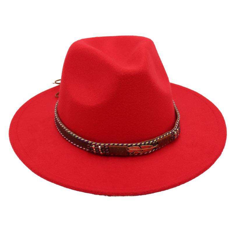 Minority Stage Top Hat Metal Feather Jazz Hat Men'S And Women'S Ethnic Style Felt Hat Tibetan Wool Hat