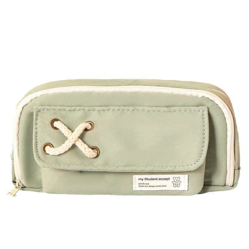 Hemp Rope Large Capacity Pencil Case: Layered Storage for Middle & Elementary Students 2024