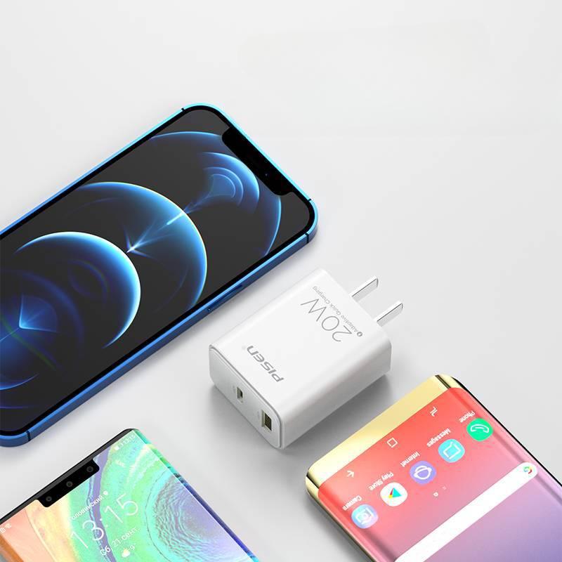 Pinson Charger 20W Dual-port Charging Head Is Suitable for Honor Xiaomi Apple 13 Mobile Phone IPhone 12 Fast Charging Head X