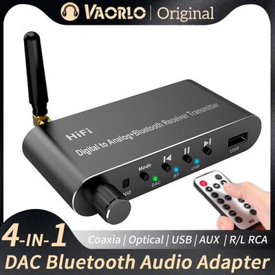 Bluetooth 5.1 Receiver Transmitter Audio Adapter U-Disk Play Coxial/Optical To 3.5MM AUX RCA R/L DAC Converter Remote Control