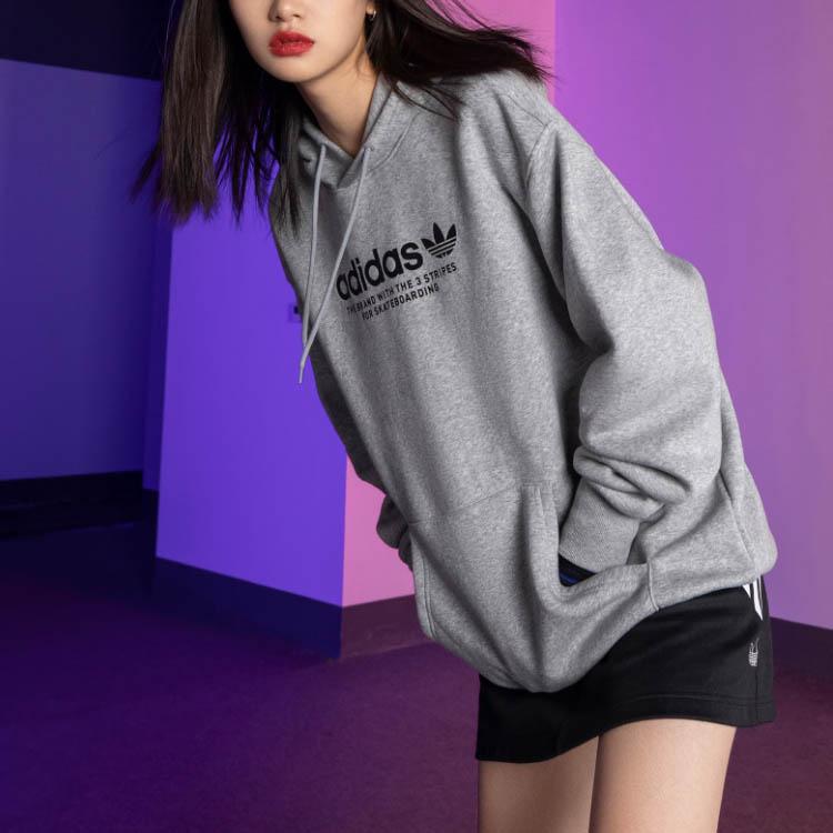 Adidas Trefoil Hoodie Unisex Tops Grey GM5179