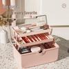 Large Capacity Dustproof Desktop Cosmetic Storage Box for Makeup, Brushes, Lipsticks, and Nail Products