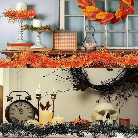 Scary Holiday Table Centerpiece 1.8M Artificial Ivy Vines, Halloween Garland Hanging Plastic Leaves Vine, UV Resistant Multicolored Seasonal
