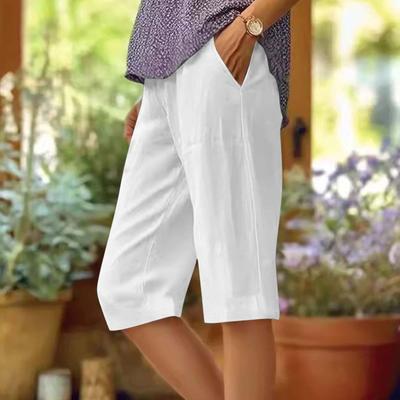 Pantalon décontracté taille haute pour femme, couleur unie, pantalon d'entraînement, short
