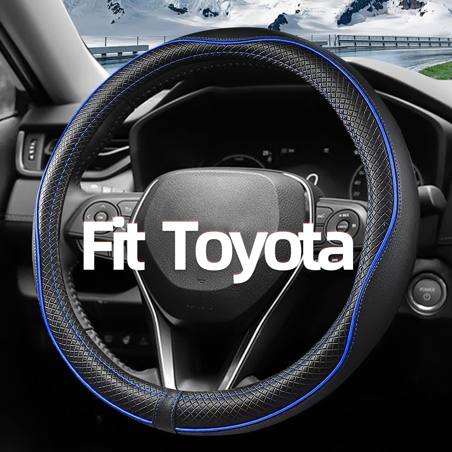 

Чехол на руль автомобиля, совместимый с Toyota Camry, улучшенная кожа, синий
