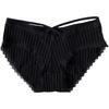 Japanese-Style Low-Waist Ribbed Cotton Panties with Lace Trim and Breathable Cross-Strap Design