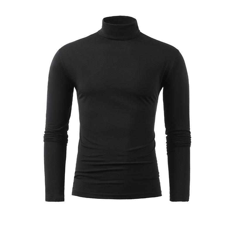 

Men s Turtleneck Long-sleeved T-shirt Thin Solid Color Basic Bottoming Shirt Men s S