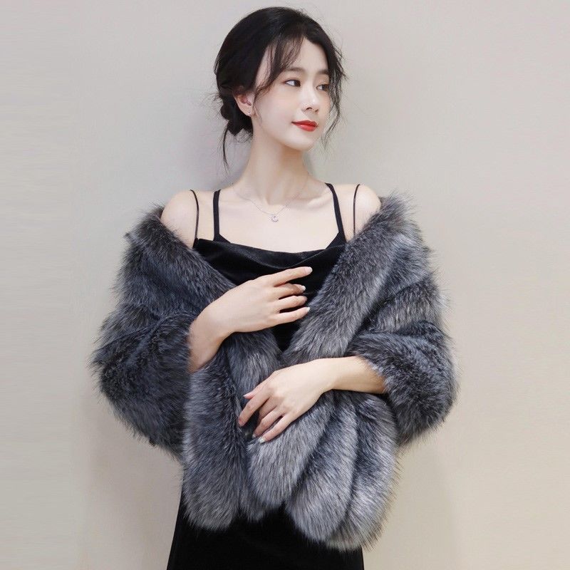 Svatební svatební šátek Dámské doplňky Imitace zvířecích chlupů Módní šaty Cheongsam s šátkem