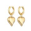 Classic Stainless Steel Heart Pendant Round Hoop Earrings For Women Gold Copper Color Big Statement Female Zircon Earrings Gift