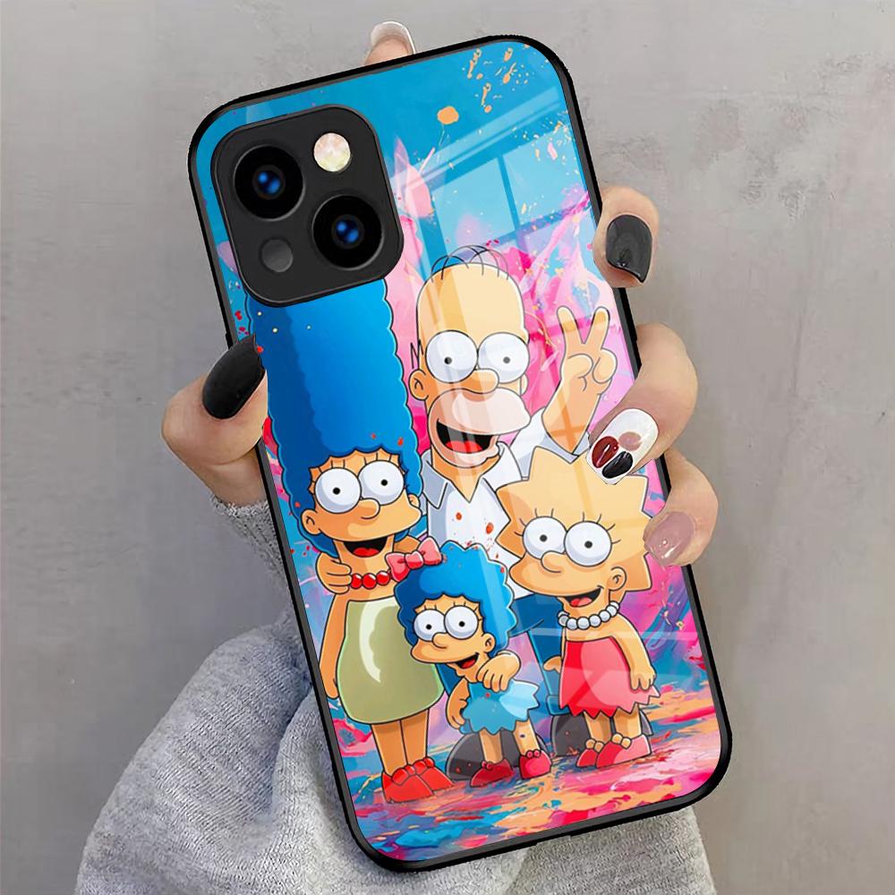 

H-HomerS Simpson Family Phone Case For IPhone 17 Pro Max 16 15 14 Pro Max 13 11 X Xs Xr 8 7Plus Glass Cover iPhone 12