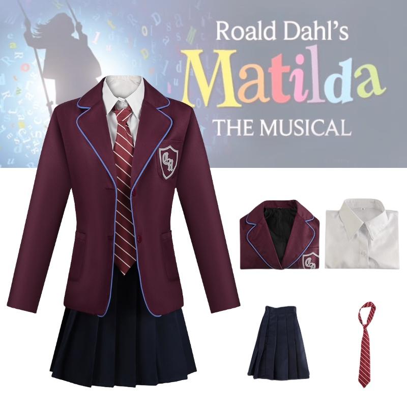 Cosplay Costume Matilda Purple School Uniform Dress Halloween Party Prop Gifts