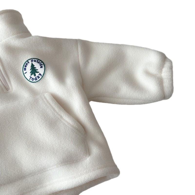 Ensemble Sweat-shirt et Pantalon d'Hiver Molletonné Doublé Polaire pour Bébé et Tout-Petit Style Coréen - Épais, Tendance, Ensemble Deux Pièces à Col Haut