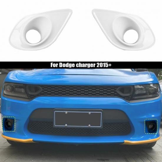 White Front Bumper Fog Light Lamp Cover Trim Accessories for Dodge Charger 2015+