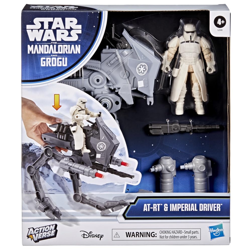 Hasbro STAR WARS O Mandaloriano e Grogoo ActionVerse Figura de Ação Imperial Meninos Idades G2840 AT-RT & Piloto, & Veículo, & Meninas, 4+, (Autêntico