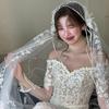 Seethrough Sheer Bridal Veils with Lace Trim French Bowknot Tulle Head Veils For Wedding Ceremonies And Special Occasion