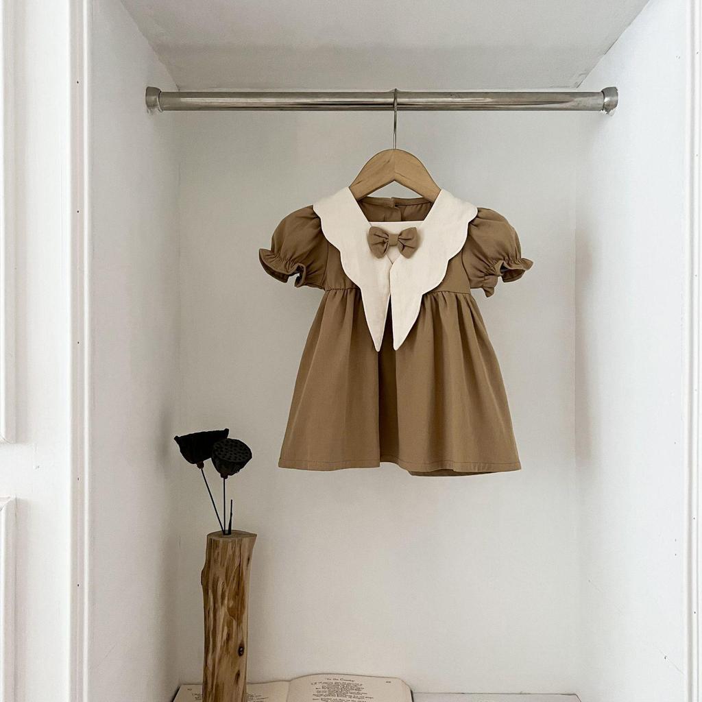 Retro Sommerkleid für Kleinkinder mit Peter-Pan-Kragen und kurzen Ärmeln