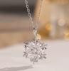 Women's Snowflake Pendant Necklace, Dainty Winter Jewelry Gift for Her, Holiday Party Accessory
