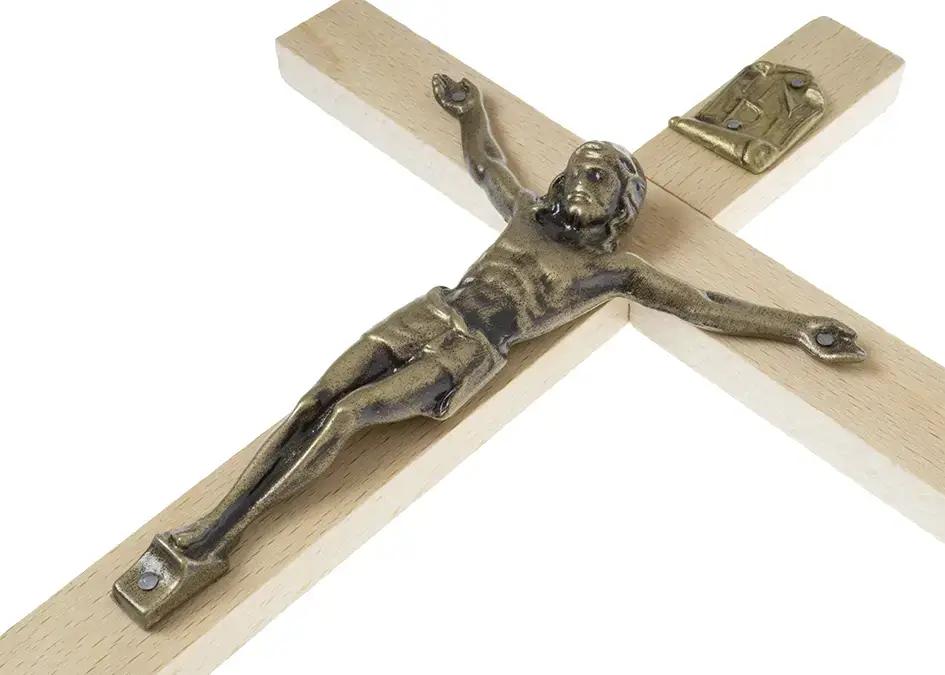 Hängendes Holzkreuz, hell 27,5 x 16,5 cm