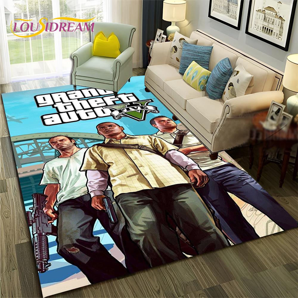 GTA 3D Spiele Grand Theft Auto Gamer Teppich Teppich für Zuhause Wohnzimmer Schlafzimmer Sofa Fußmatte Dekor, Kinderbereich Teppich Rutschfeste Bodenmatte