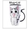 Drinkware 600ml Creative Cat Ceramic Mug With Lid Spoon Beer Cup of Coffee Original and Funny Cups to Give Away Couple Gift Mugs
