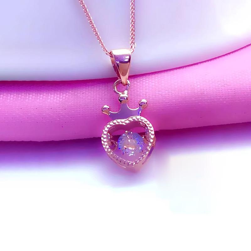 

Exquisite Russian Purple Gold Shiny And Smart Radish Peach Heart Pendant Rose Gold Plated Crown Love Pendant Jewelry (single pendant)