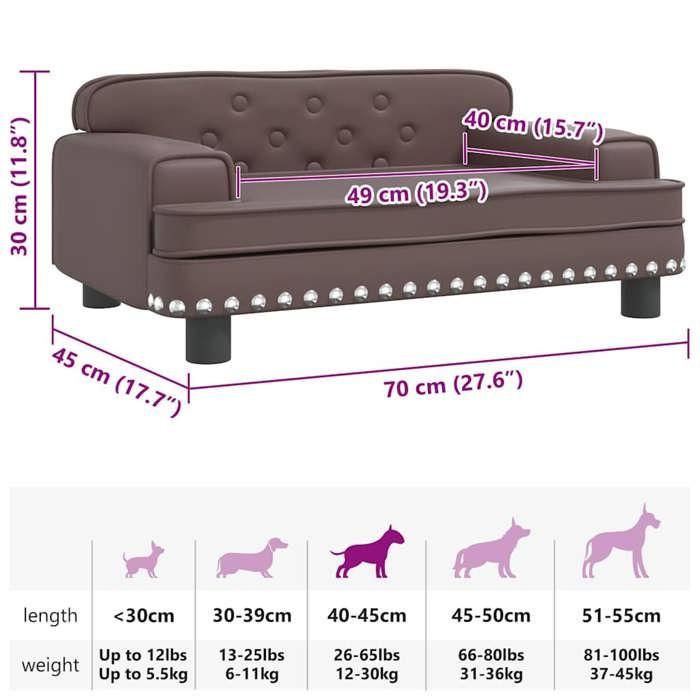 VidaXL Dog Bed Brown 70x45x30 Cm Faux Leather 171891