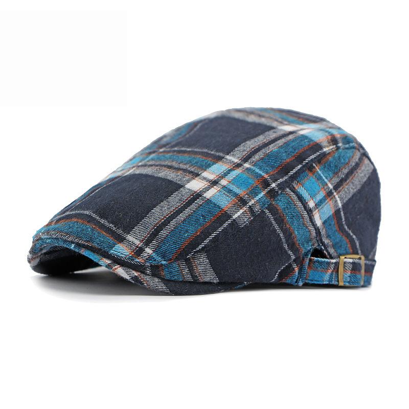 Plaid Baskenmütze Männer Retro Frauen