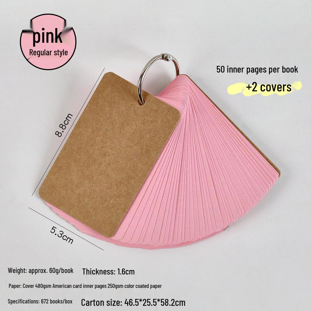 Portable English Word Cards: Hard Cardstock Pocket Ring-Bound Notebook.