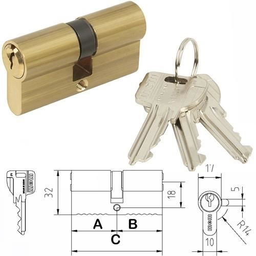 EUROPERFIL C CYLINDRE 60MM (30x30mm) BRASS MCM