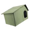 Outdoor Cat House Water Resistant Weather Proof Spacious Enclosed Foldable Cat Shelter for All Seasons Army Green
