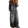 Tuta da Donna Senza Spalle con Bottoni Frontali Gamba Larga Look Denim Romper