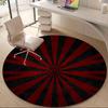 1PC Red Black Stripes Color Wheel Office Round Area Rug, Mat Suitable For Office, Under Office Chairs Bedroom Living Room Home Decor, Room Deco