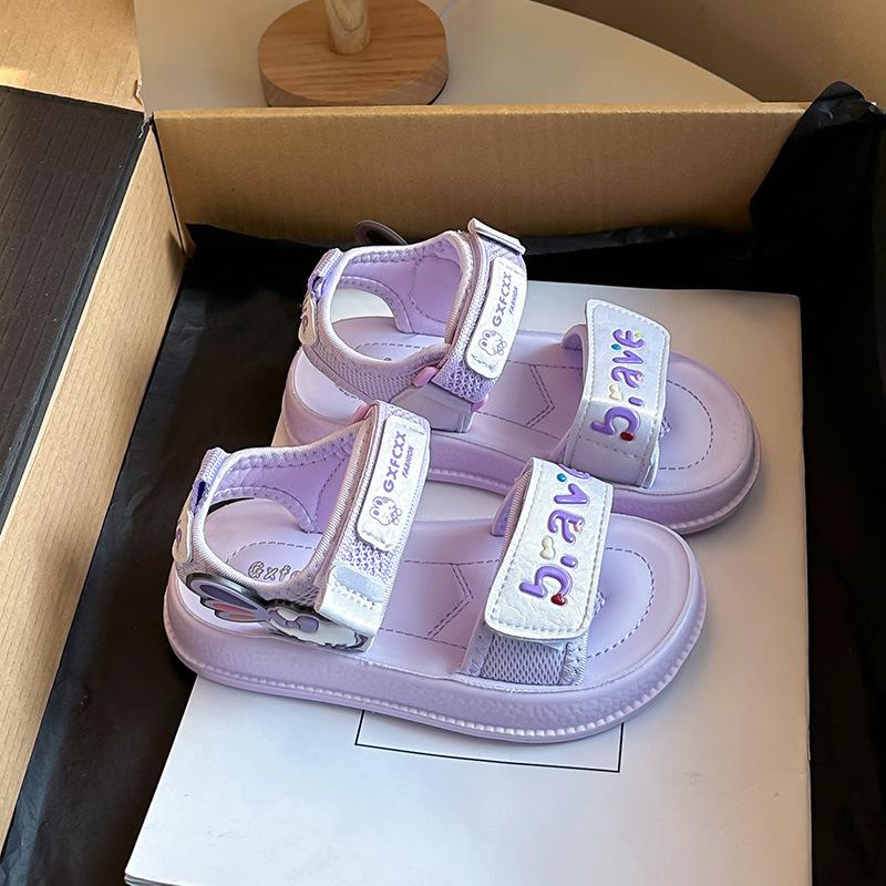 

Girls Cute Cat Doll Open-Toe Sandals2026Summer children s princess sandals for small, medium, and large kids beach shoes 21Inner Length13.5cm фиолетовый