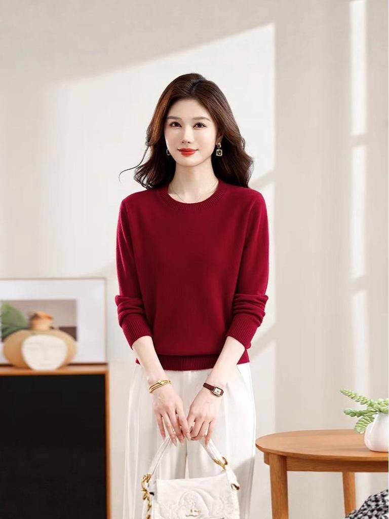 2025 Versatile Loose-Fit Wool Sweater: Slimming, Solid Color, Perfect for Autumn & Winter