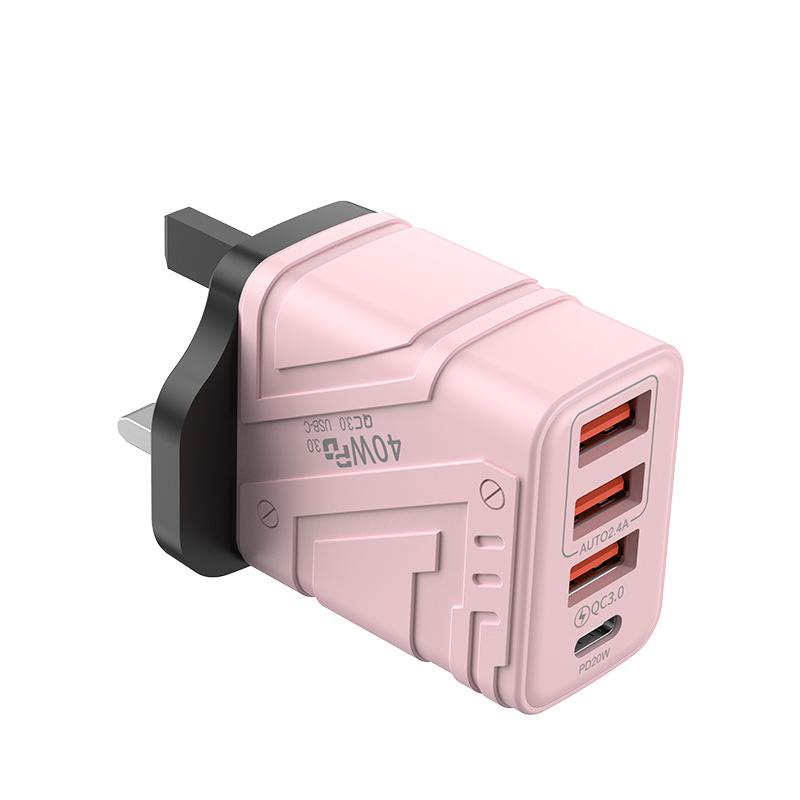 QGeeM 40W 3USB + Type C Phone Charger PD Quick Charging USB Type C Charger Adapter For Iphone Huawei Xiaomi