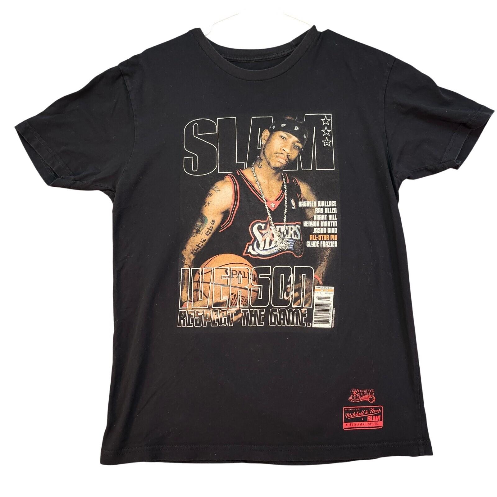 Vintage Mitchell & Ness Allen Iverson Slam Magazine Graphic Black L Unisex T-Shirt L