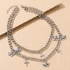 Elegant Angel Cross Necklace For Women Featuring Stylish Double Layer Design In Alloy