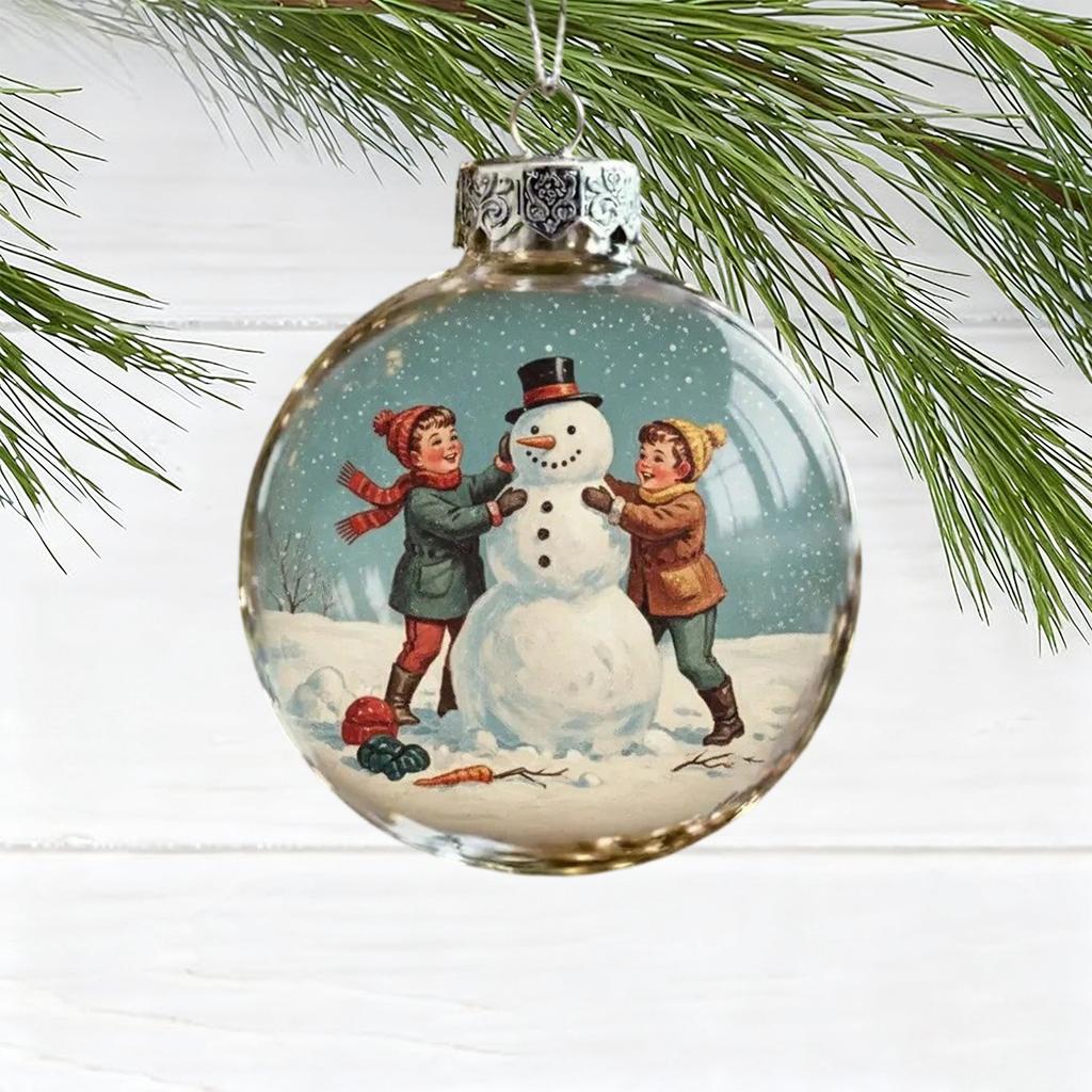 Vintage Christmas Scene Bulb Ornaments