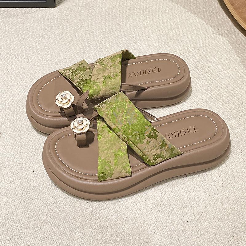 

Guofeng toe slippers women s 2025 summer new comfortable casual sandals versatile outer wear trend thick-soled cool slippers 40 хакі