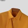 INCERUN Men Summer Lapel Neck Short Sleeve Buttons Casual Shirts Tops
