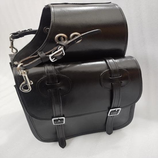Premium Leather Western black Trail Horse Saddle Black Bag for Horse Trail Riding Saddle Bag.