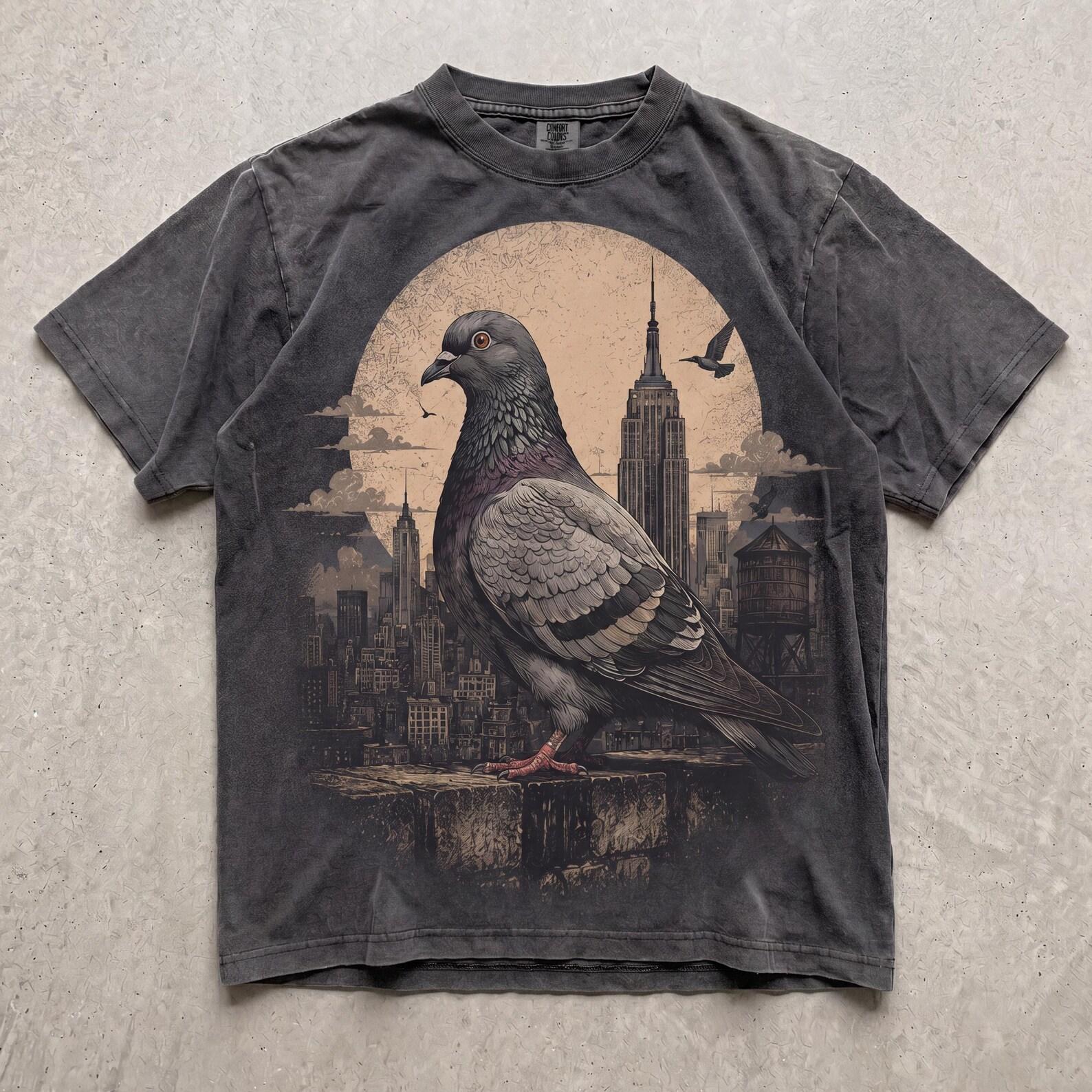 Pigeon Shirt, Vintage NYC Pigeon Graphic Tee, Unisex Retro City Bird Streetwear, Urban New York Pigeon Lover GifT shirt S