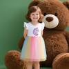 Summer New Arrival: Fairy-Sleeved Girls' Dress with Unicorn Print Tulle Children's Princess Dress