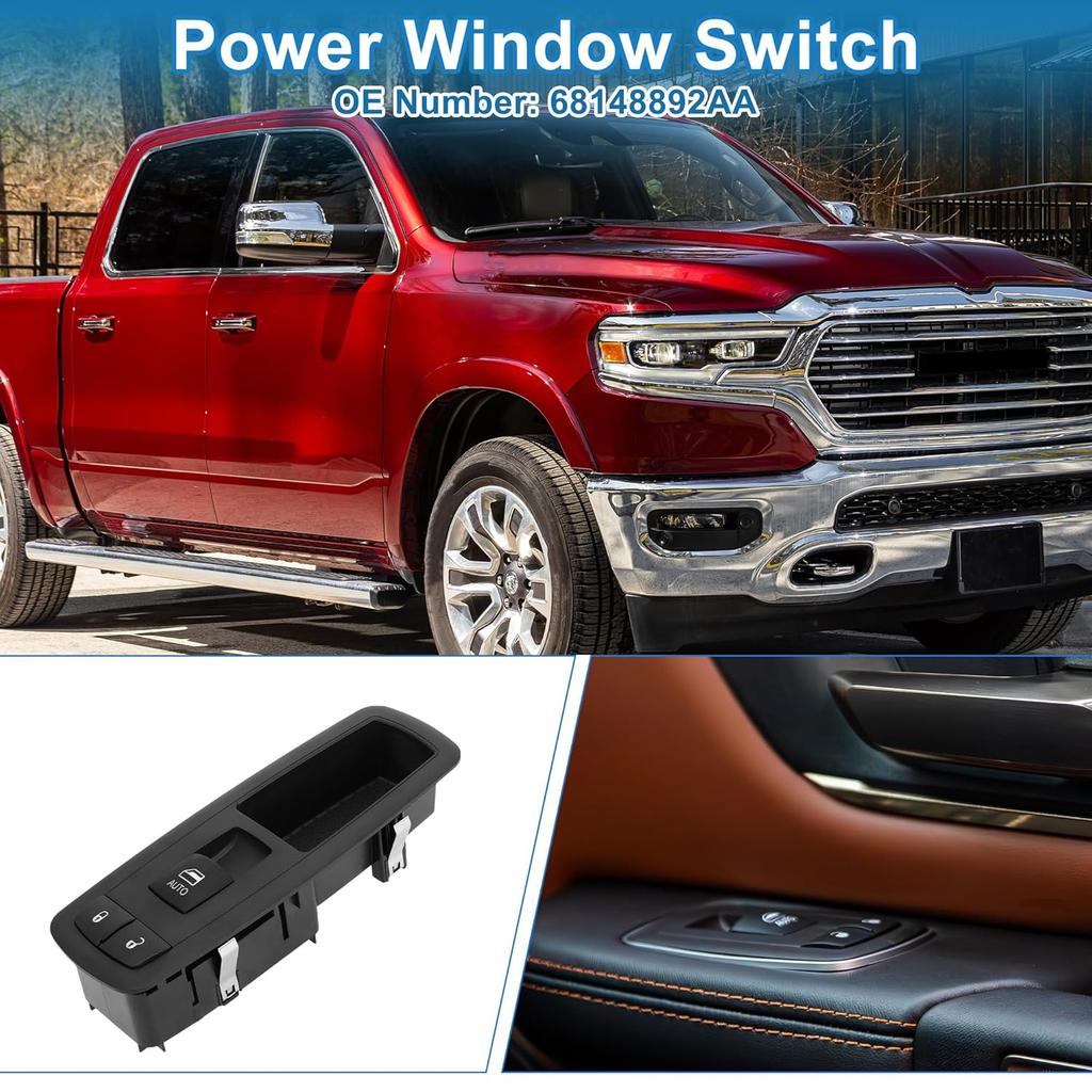 Power Window Switch No.68148892AA Window Control Switch for Ram 1500 2500 3500 2013-2019 Black