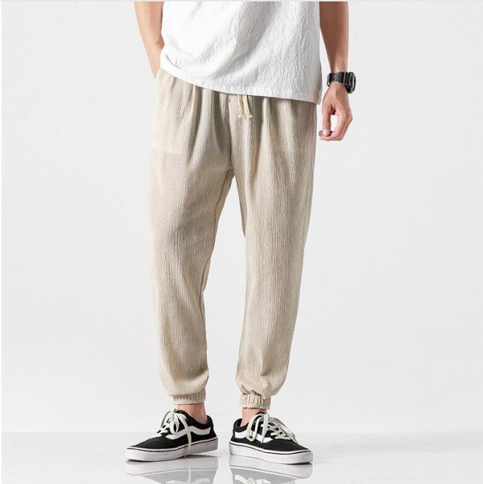 Chinese Style Bloomers Men's Linen Pants Men's Cotton and Linen Harem Pants Leggings