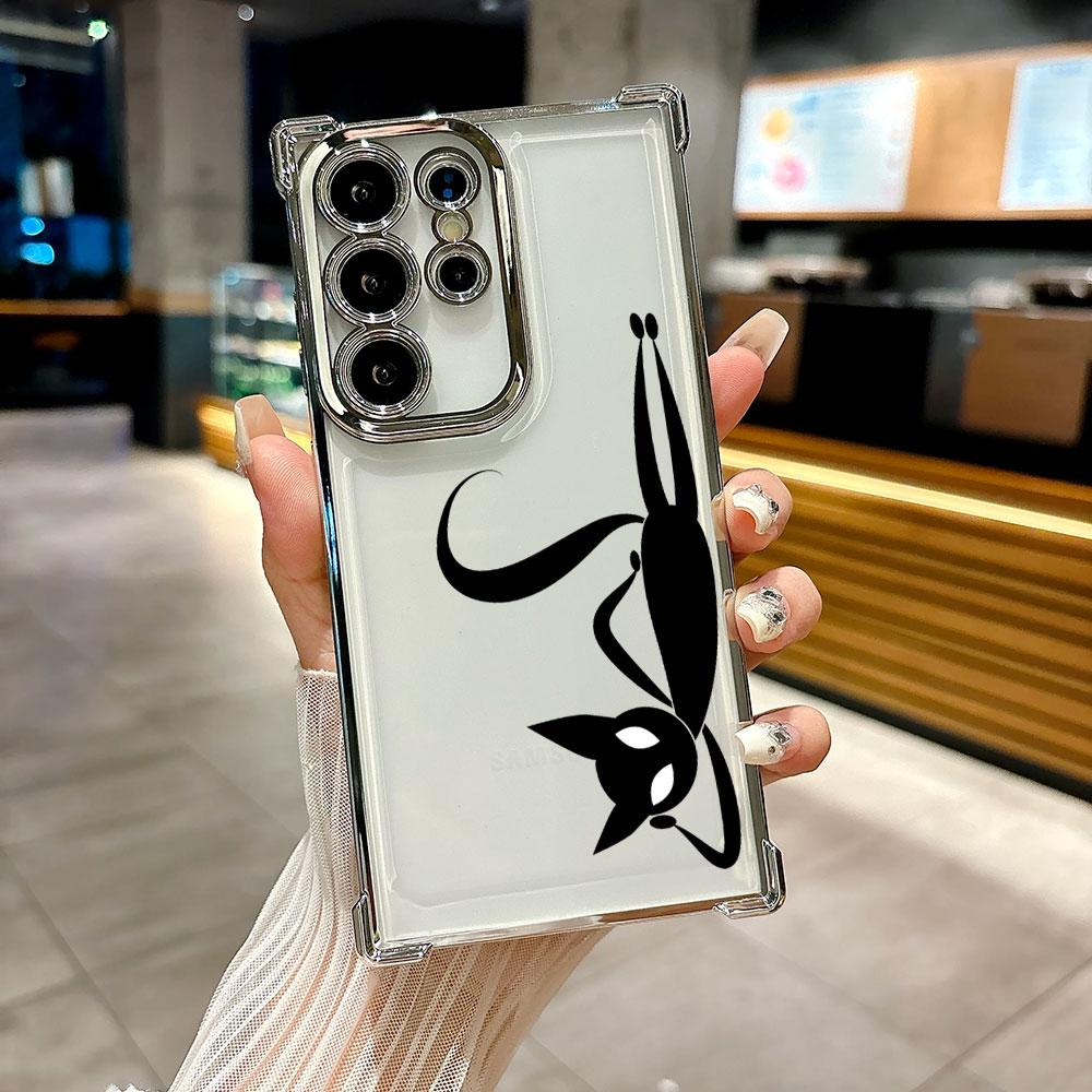 Cartoon Cute Little Black Cat Coque For Galaxy S26 Ultra Phone Case For Samsung S26 S25 S24 S23 S21 Ultra S20 FE S25 Plus Cover