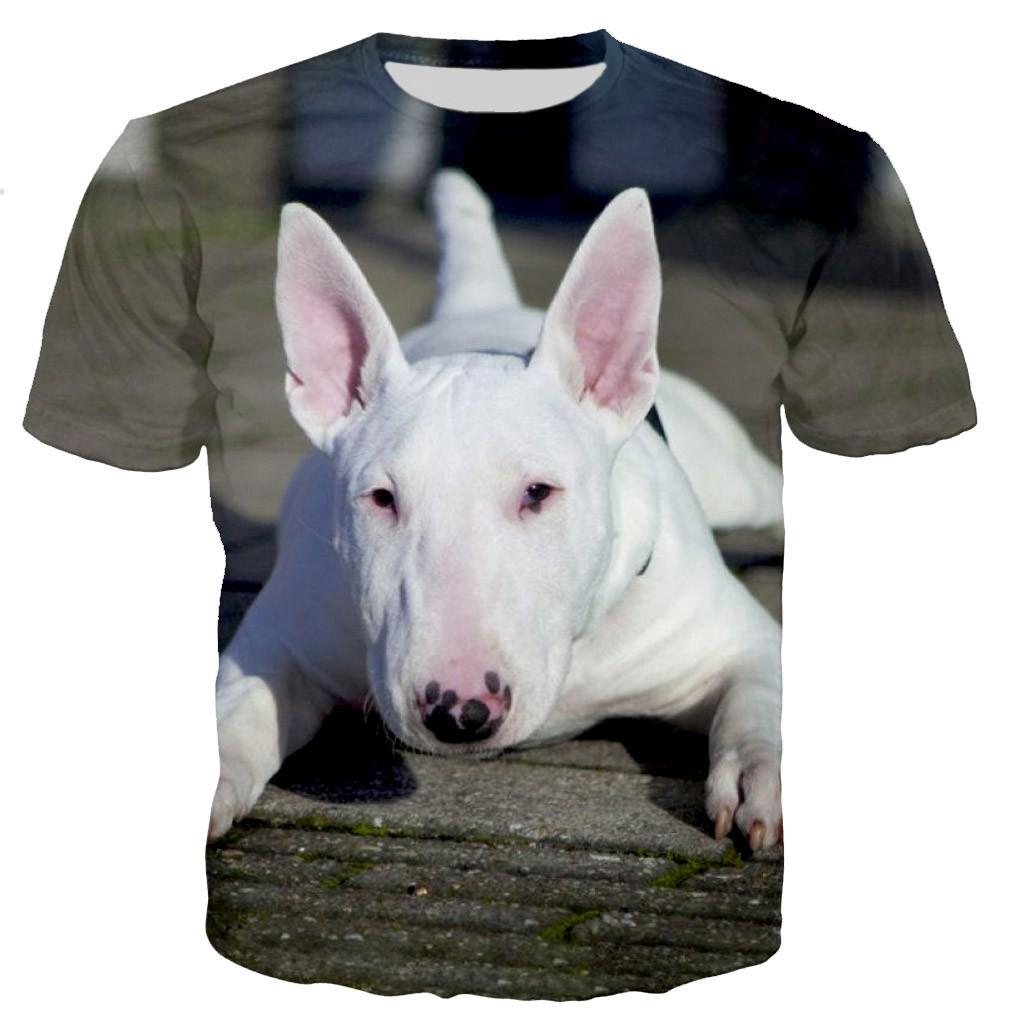 Funny Bull Terrier 3d Print Cute Dog Pattern Men Ladies Kids Harajuku T Shirt Street Breathable Lightweight Summer Sports Top