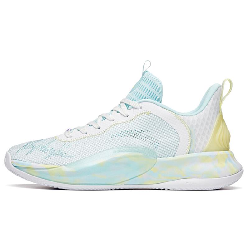Anta Light Cavalry 6 Anti-Slip Wear-Resistant Low-Top Basketball Shoes White Blue Green Sneakers 112121605-7 45