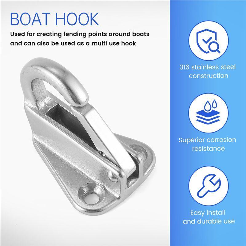 A03E-Marine Boat Fender Hooks Stainless Steel Spring Snap Type Fender Fending Hook Hanger 1 Pcs