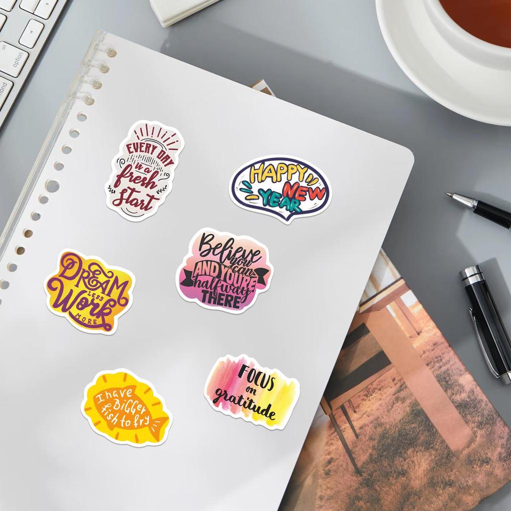 50pcs Motivational English Slogan Graffiti Stickers for DIY Notebooks & Luggage